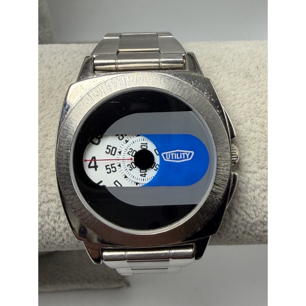 Utility New Battery Jump Hours Mens Watch 36MM 6.25" Silver Tone
